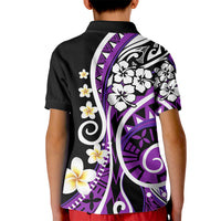 Plumeria Polynesian Kid Polo Shirt Trending Purple LT6 - Polynesian Pride