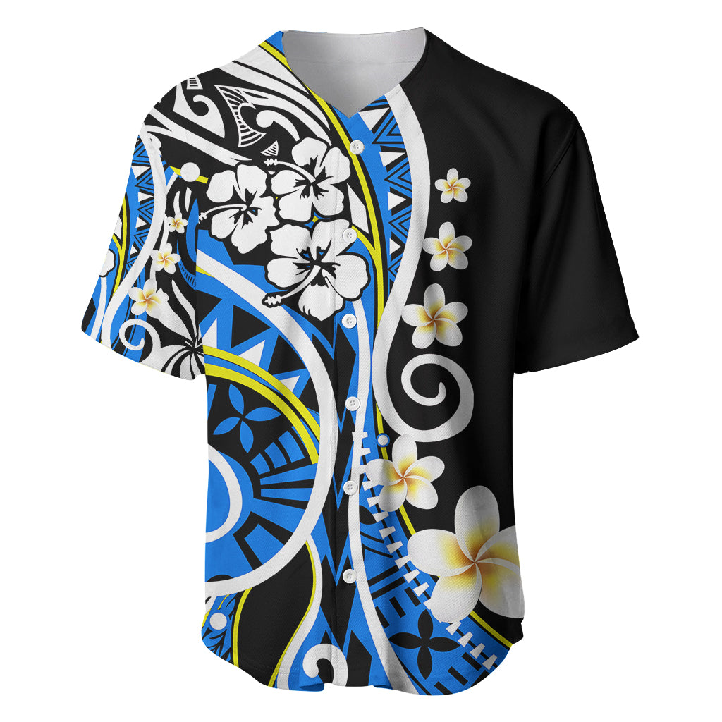 Plumeria Polynesian Baseball Jersey Trending Blue LT6 Blue - Polynesian Pride