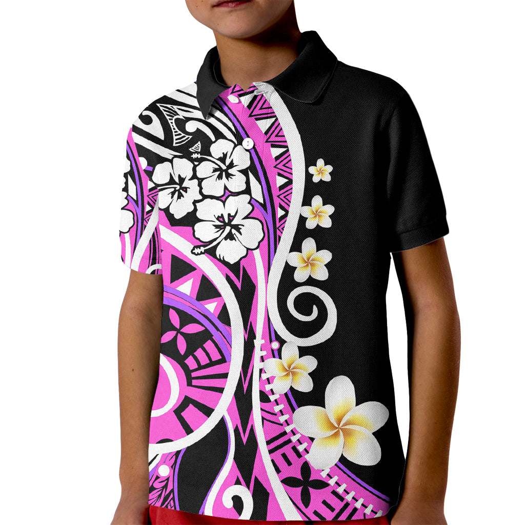 Plumeria Polynesian Kid Polo Shirt Trending Pink LT6 Kid Pink - Polynesian Pride