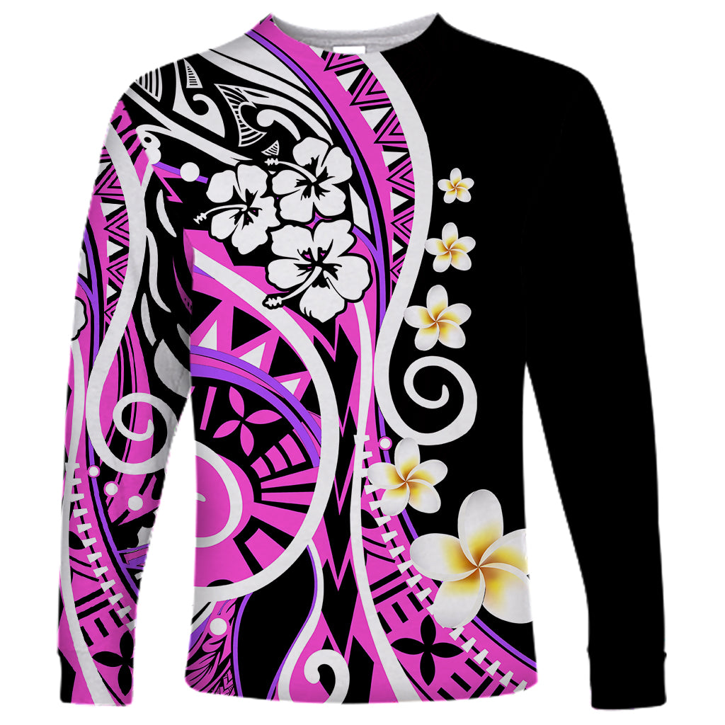 Plumeria Polynesian Long Sleeve Shirt Trending Pink LT6 Unisex Pink - Polynesian Pride