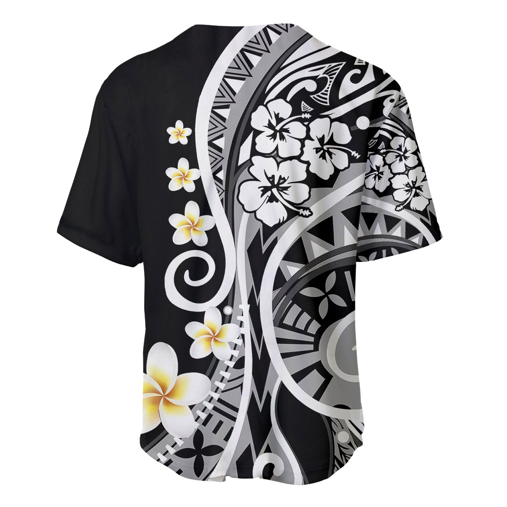 Plumeria Polynesian Baseball Jersey Trending Black LT6 - Polynesian Pride