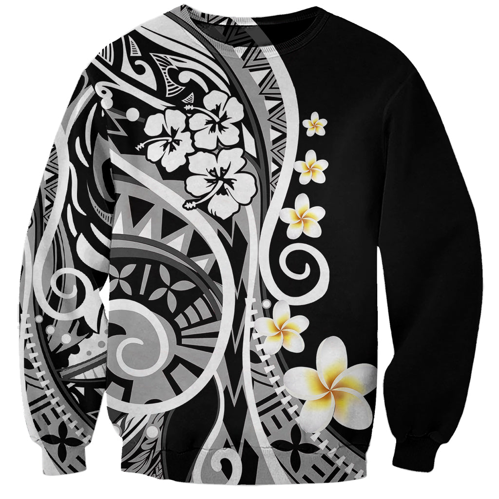 Plumeria Polynesian Sweatshirt Trending Black LT6 Unisex Black - Polynesian Pride