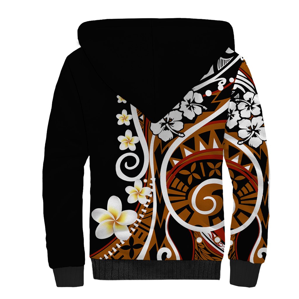 Plumeria Polynesian Sherpa Hoodie Trending Brown LT6 - Polynesian Pride