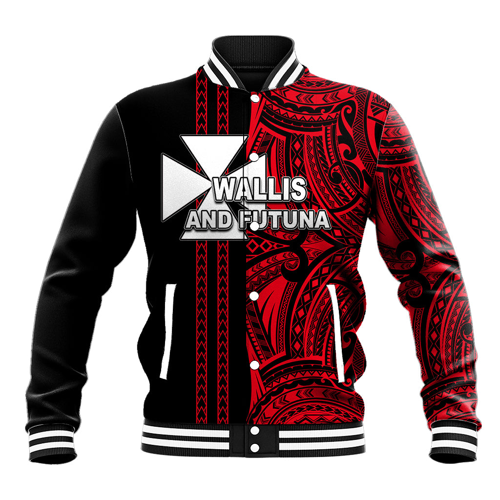 Custom Wallis and Futuna Baseball Jacket Polynesian Tribal Red LT6 Unisex Red - Polynesian Pride