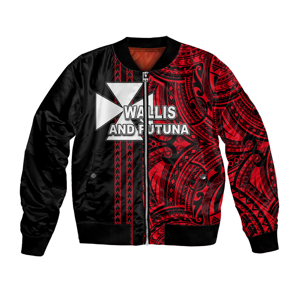 Custom Wallis and Futuna Bomber Jacket Polynesian Tribal Red LT6 Unisex Red - Polynesian Pride