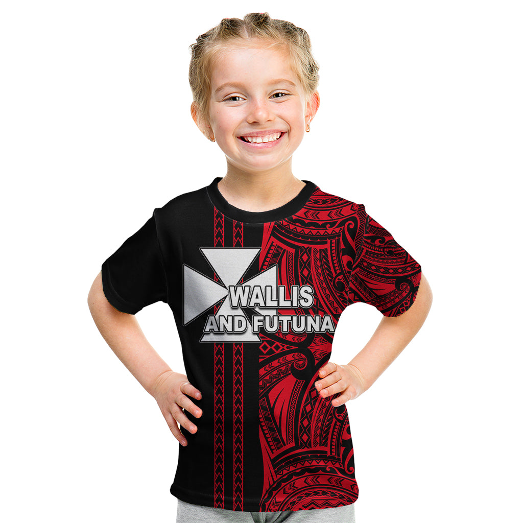 Custom Wallis and Futuna Kid T Shirt Polynesian Tribal Red LT6 Red - Polynesian Pride