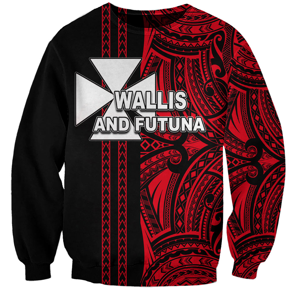 Custom Wallis and Futuna Sweatshirt Polynesian Tribal Red LT6 Unisex Red - Polynesian Pride