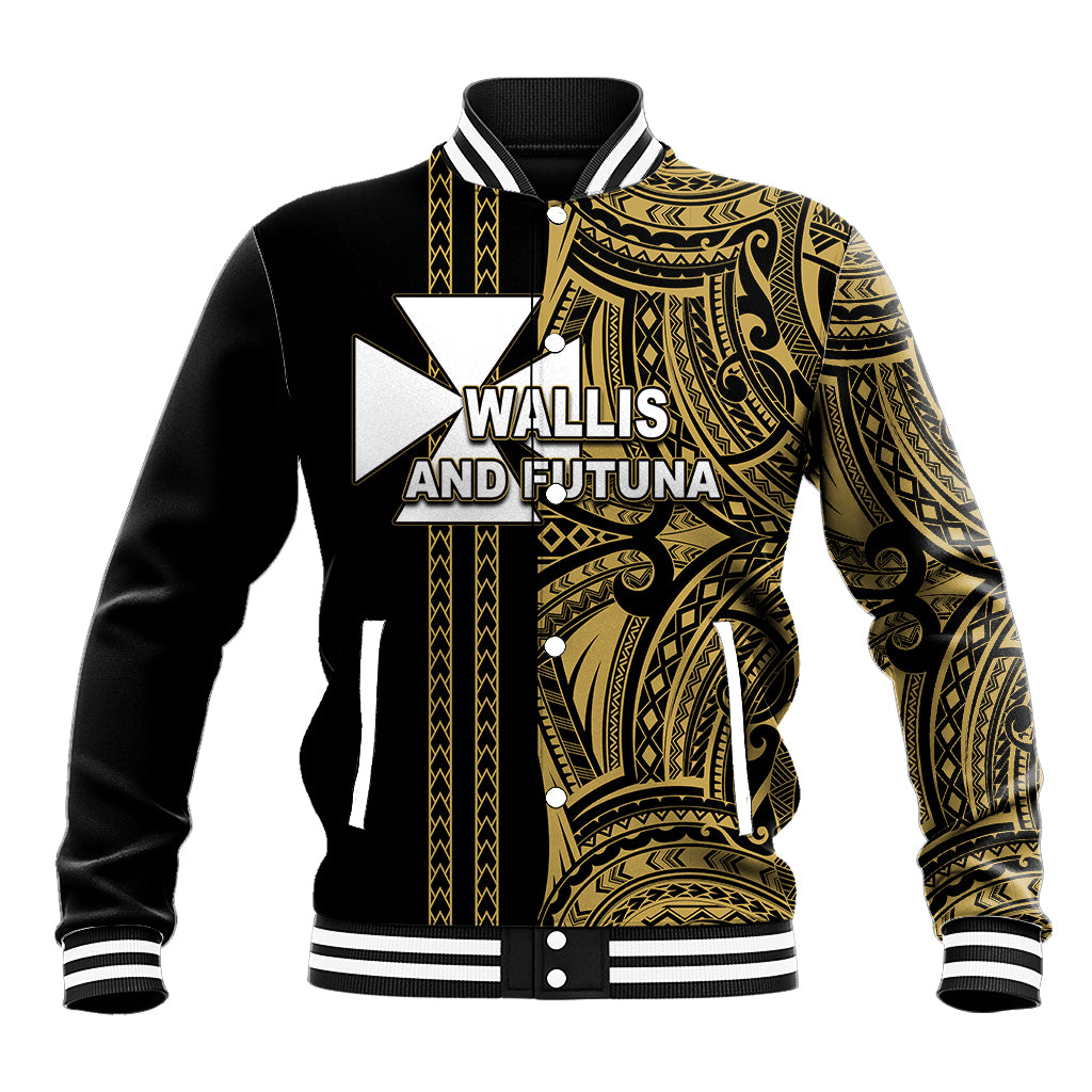 Custom Wallis and Futuna Baseball Jacket Polynesian Tribal Gold LT6 Unisex Gold - Polynesian Pride