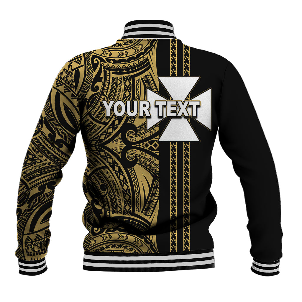 Custom Wallis and Futuna Baseball Jacket Polynesian Tribal Gold LT6 - Polynesian Pride