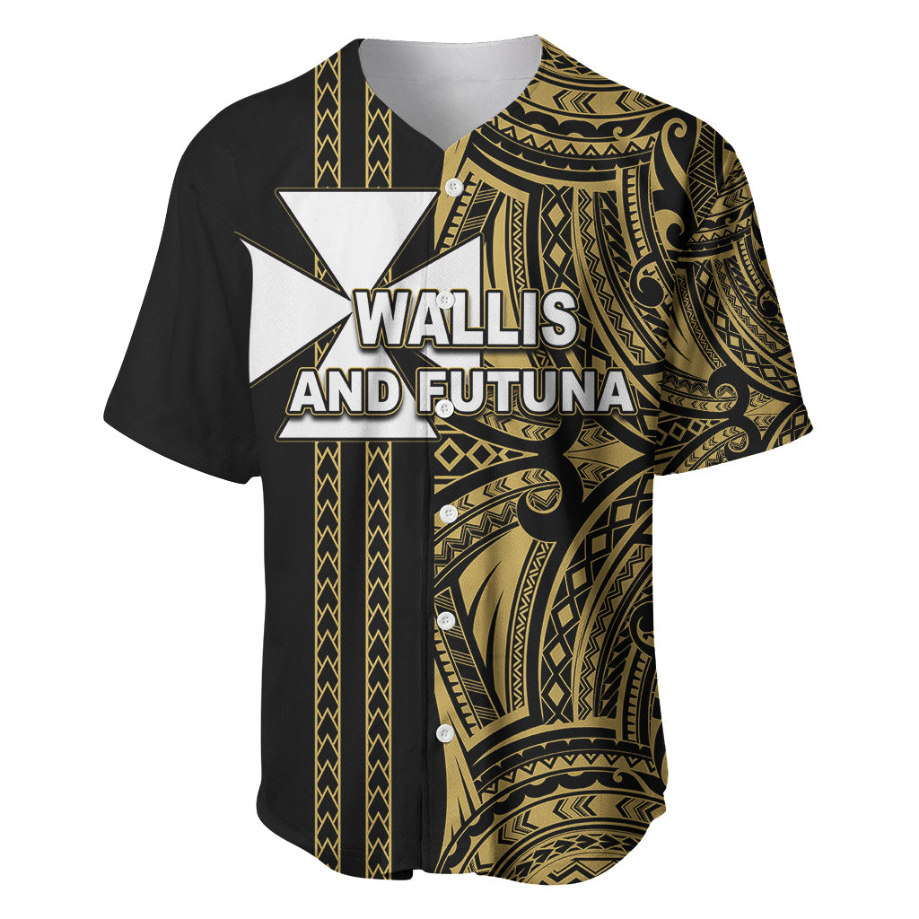 Custom Wallis and Futuna Baseball Jersey Polynesian Tribal Gold LT6 Gold - Polynesian Pride