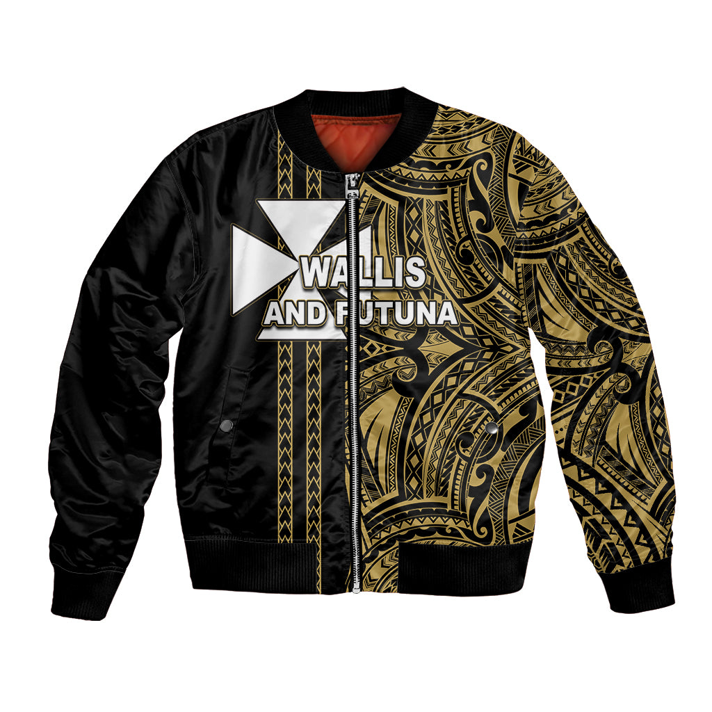 Custom Wallis and Futuna Bomber Jacket Polynesian Tribal Gold LT6 Unisex Gold - Polynesian Pride