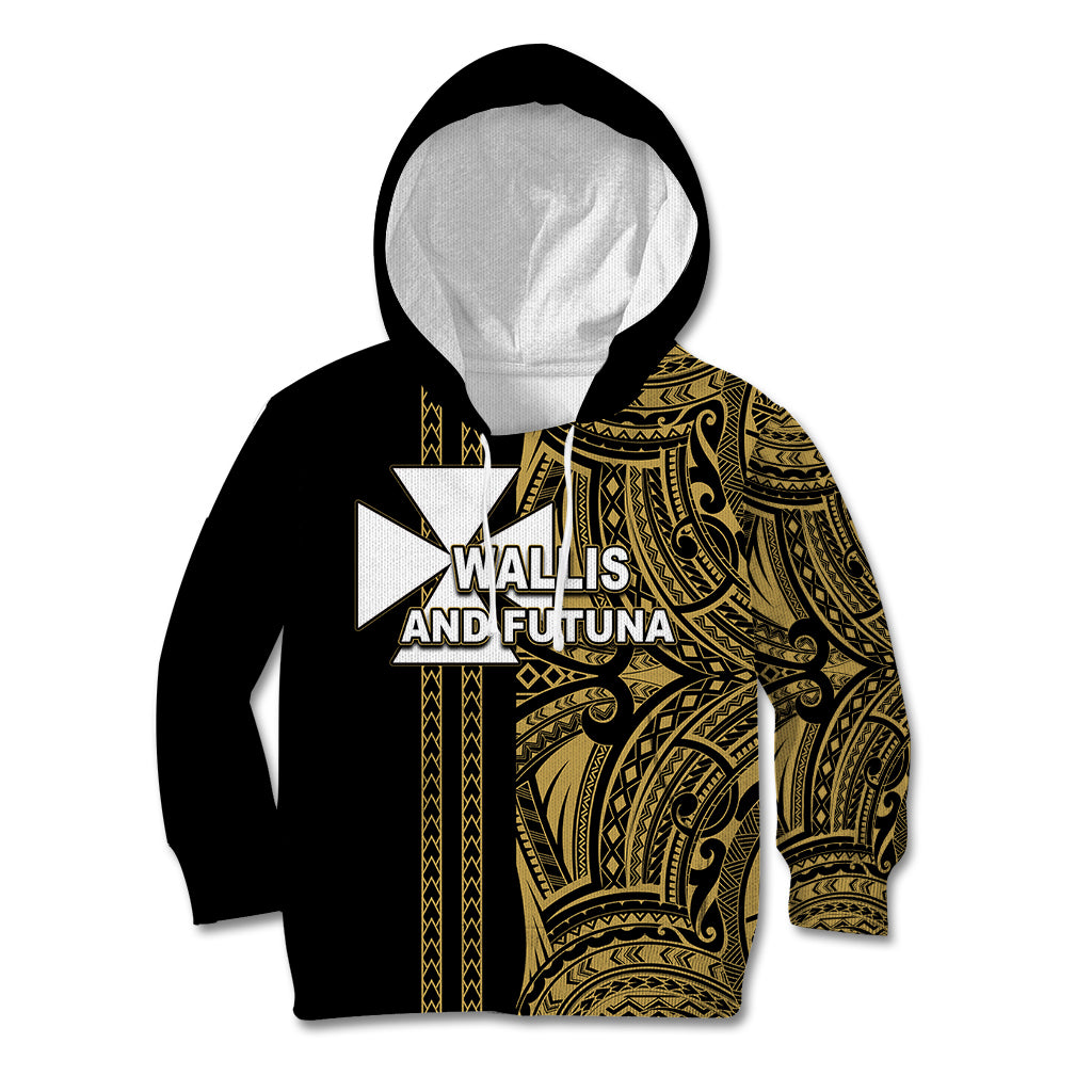 Custom Wallis and Futuna Kid Hoodie Polynesian Tribal Gold LT6 Gold - Polynesian Pride