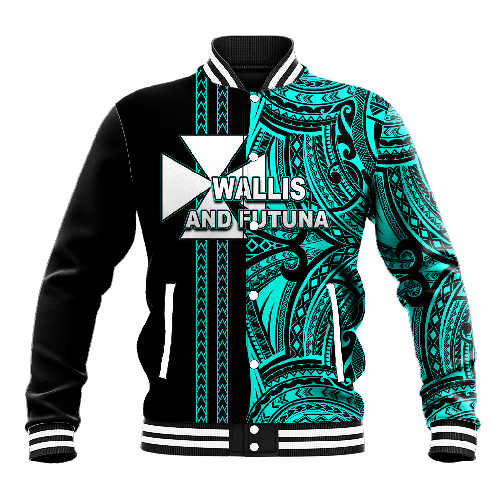 Custom Wallis and Futuna Baseball Jacket Polynesian Tribal Green LT6 Unisex Green - Polynesian Pride