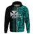 Custom Wallis and Futuna Hoodie Polynesian Tribal Green LT6 Zip Hoodie Green - Polynesian Pride