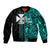 Custom Wallis and Futuna Sleeve Zip Bomber Jacket Polynesian Tribal Green LT6 Unisex Green - Polynesian Pride