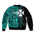 Custom Wallis and Futuna Sleeve Zip Bomber Jacket Polynesian Tribal Green LT6 - Polynesian Pride