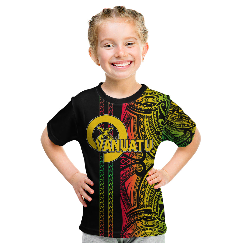 Custom Vanuatu Kid T Shirt Polynesian Tribal LT6 Black - Polynesian Pride