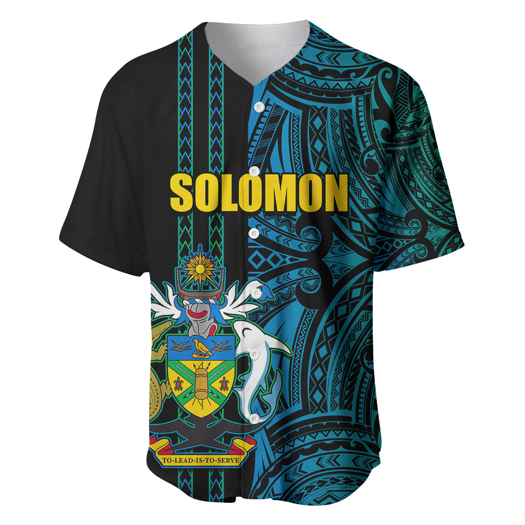 Custom Solomon Islands Baseball Jersey Polynesian Tribal LT6 Blue - Polynesian Pride