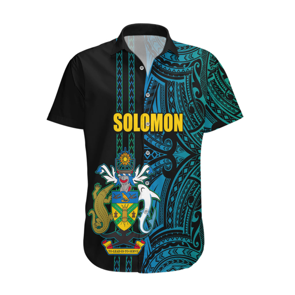 Custom Solomon Islands Hawaiian Shirt Polynesian Tribal LT6 Blue - Polynesian Pride