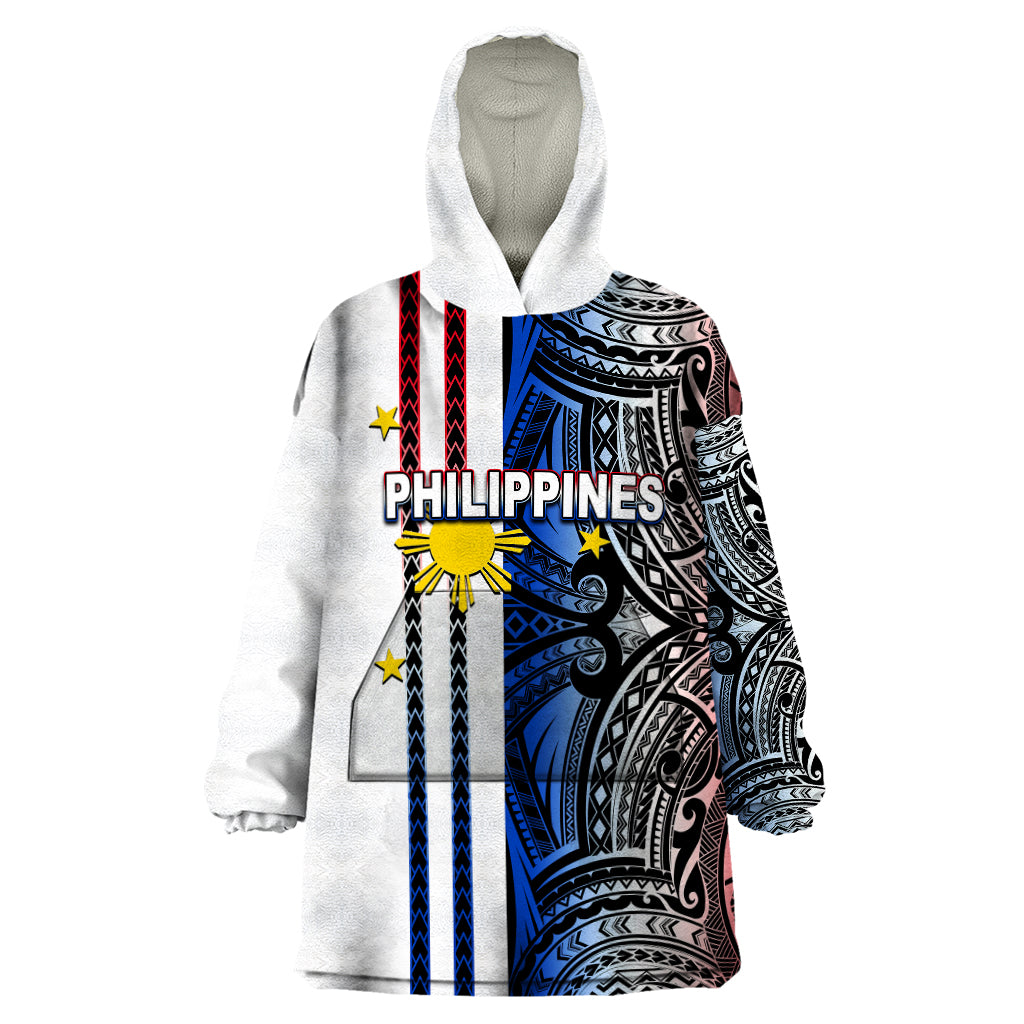 Custom Philippines Wearable Blanket Hoodie Polynesian Tribal White LT6 One Size White - Polynesian Pride