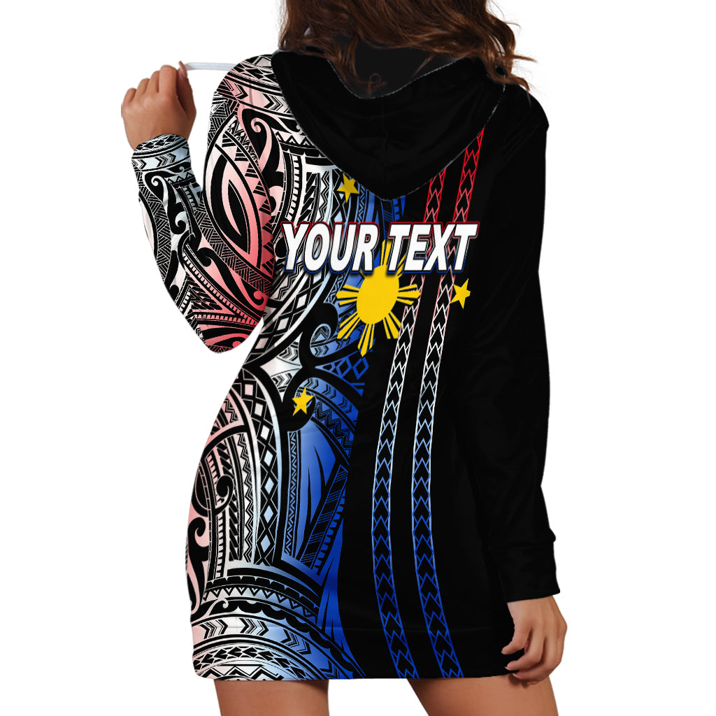 Custom Philippines Hoodie Dress Polynesian Tribal Black LT6 - Polynesian Pride