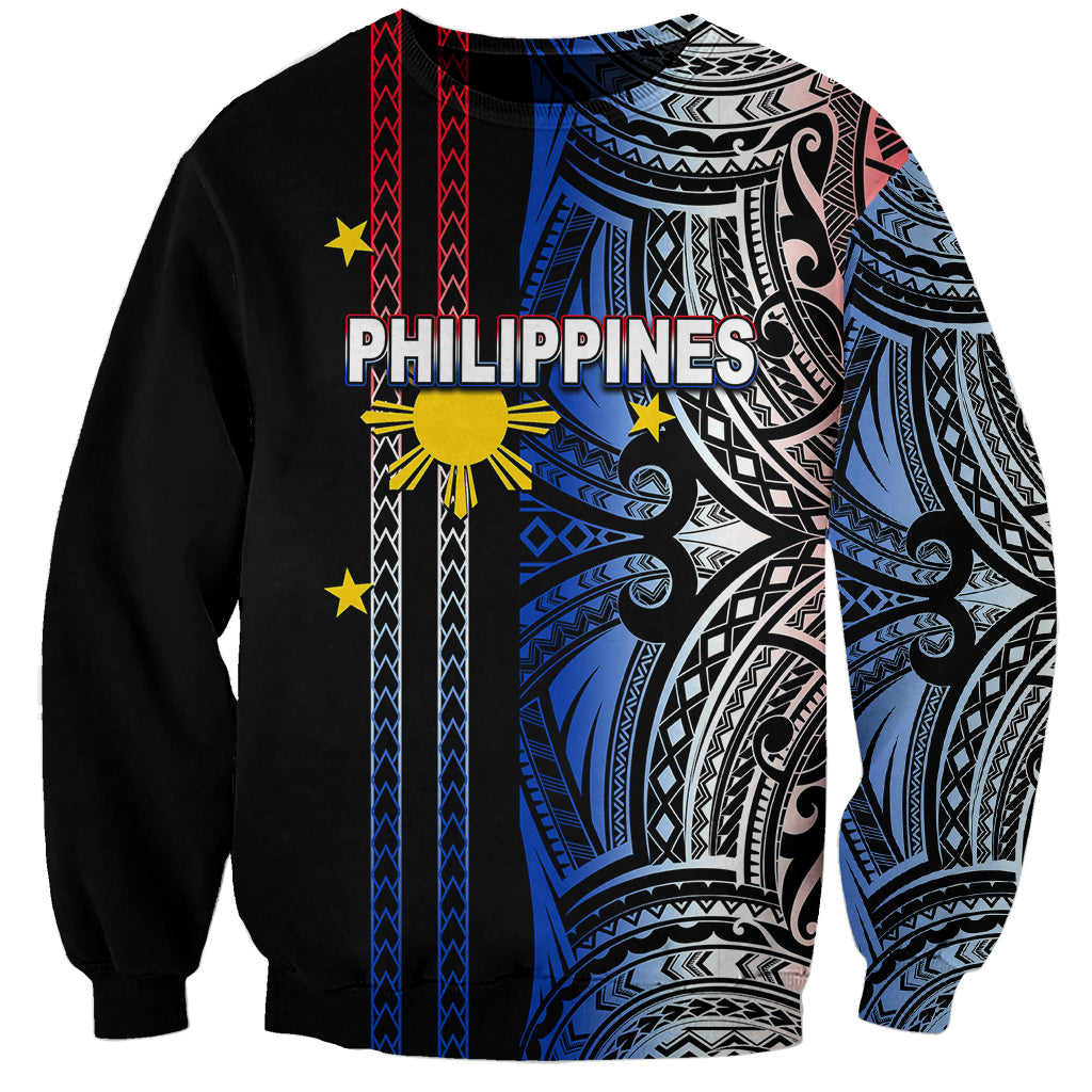 Custom Philippines Sweatshirt Polynesian Tribal Black LT6 Unisex Black - Polynesian Pride