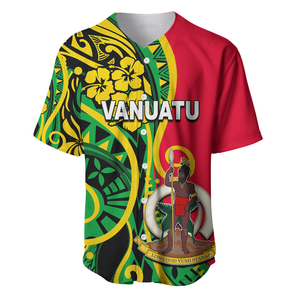 (Custom Personalised) Vanuatu Baseball Jersey Polynesian Patterns LT6 Green - Polynesian Pride