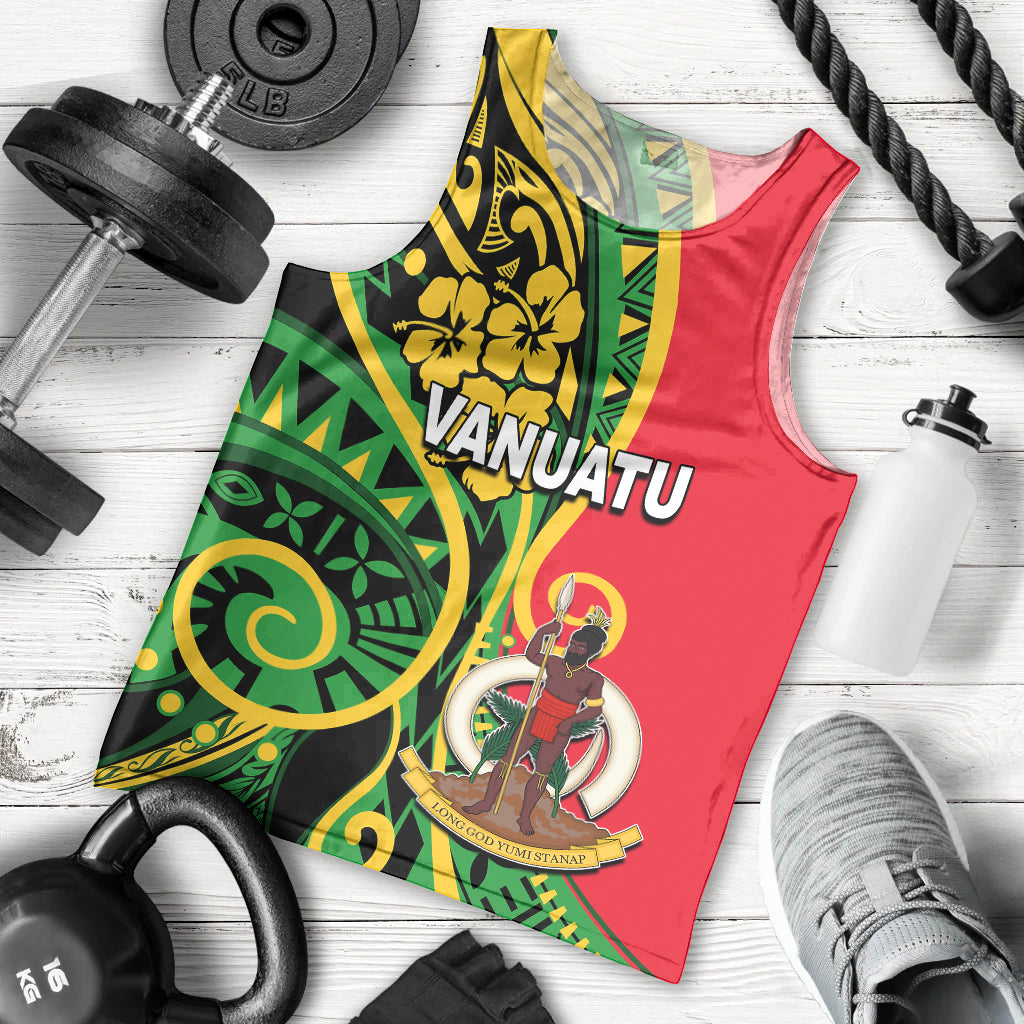 (Custom Personalised) Vanuatu Men Tank Top Polynesian Patterns LT6 Green - Polynesian Pride