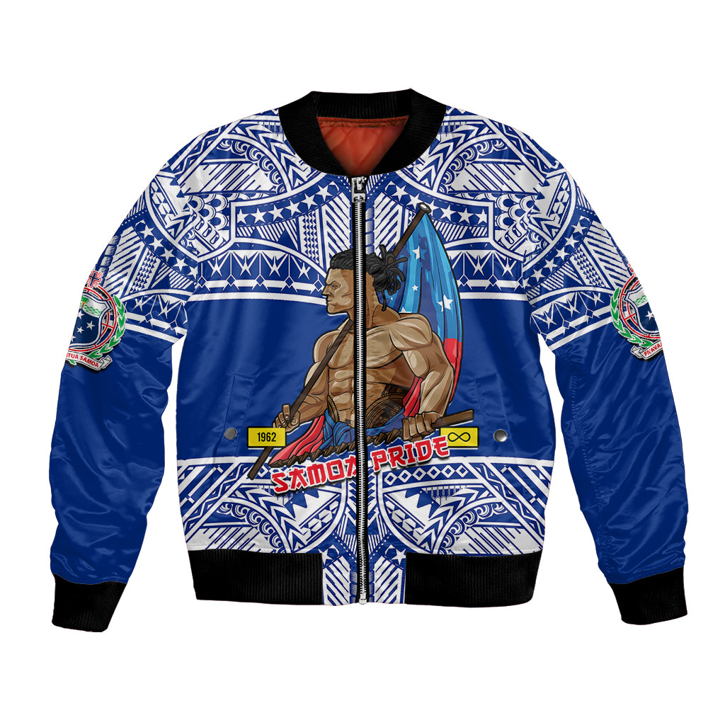 (Custom Personalised) Samoa Pride Bomber Jacket Tribal Patterns Blue LT6 Unisex Blue - Polynesian Pride