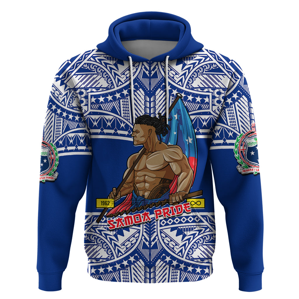 Custom Samoa Pride Hoodie Tribal Patterns Blue LT6 Pullover Hoodie Blue - Polynesian Pride