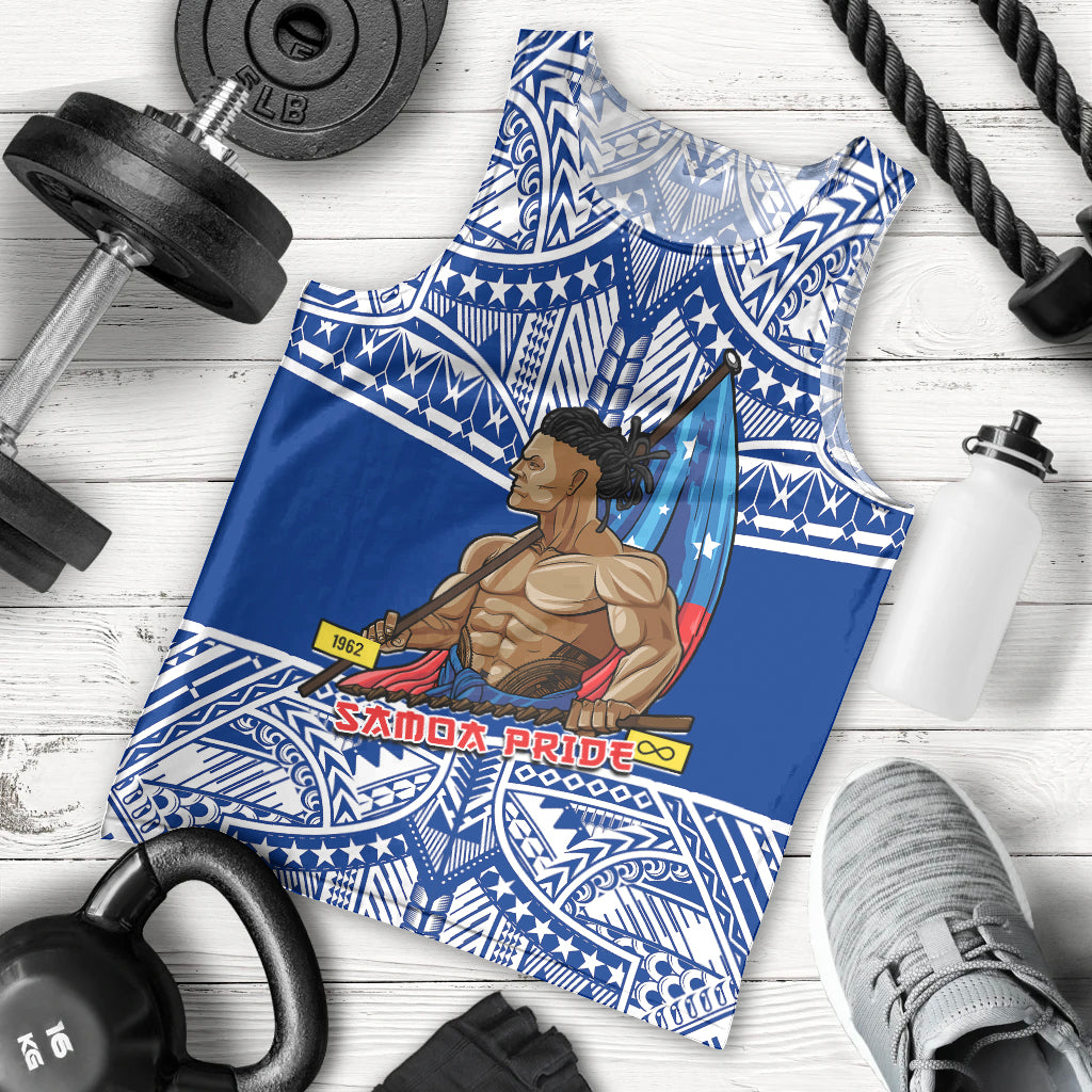 (Custom Personalised) Samoa Pride Men Tank Top Tribal Patterns Blue LT6 Blue - Polynesian Pride