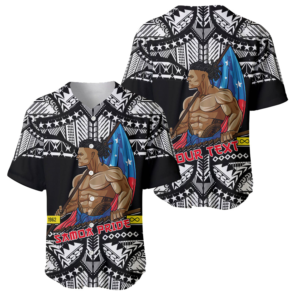 (Custom Personalised) Samoa Pride Baseball Jersey Tribal Patterns Black LT6 - Polynesian Pride