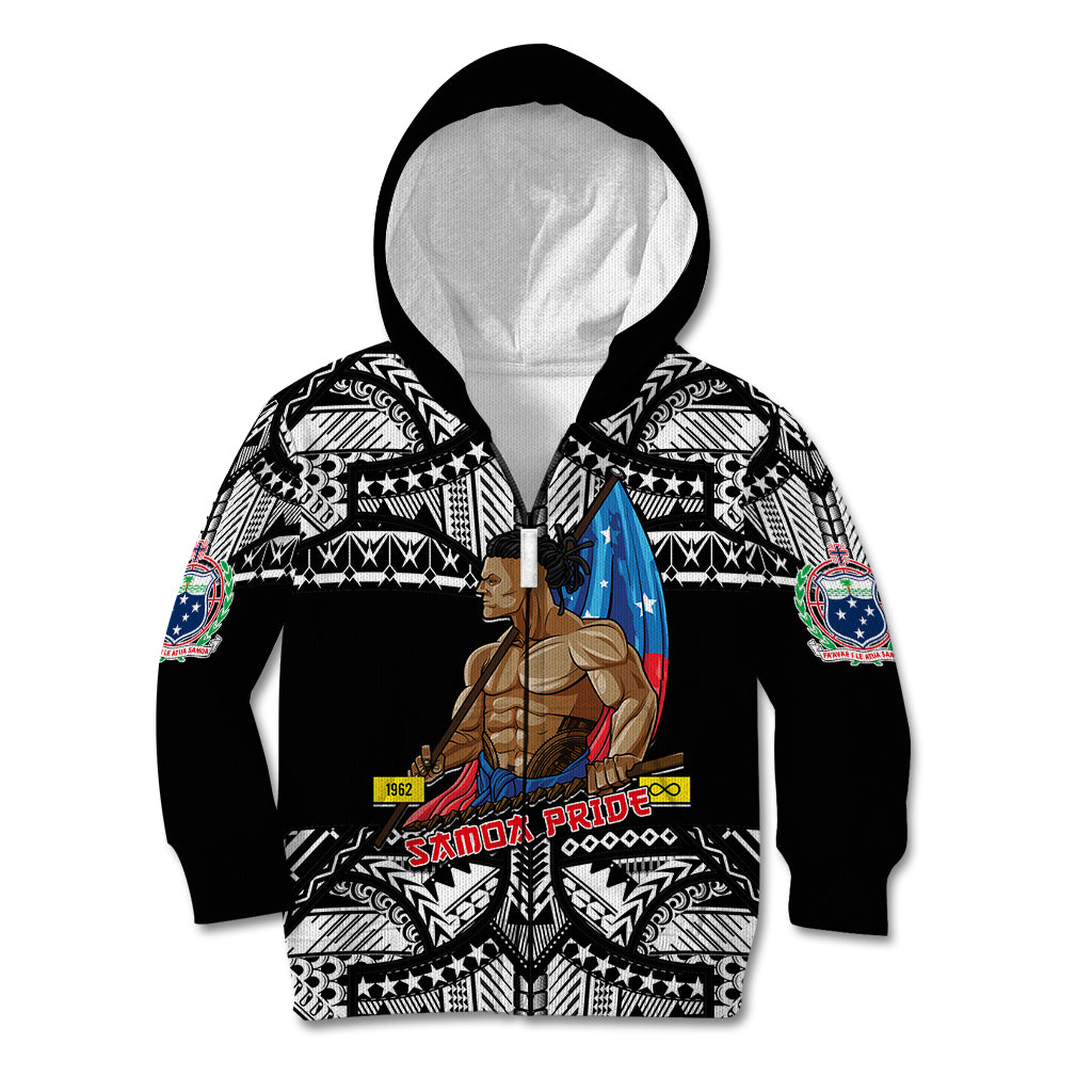 (Custom Personalised) Samoa Pride Kid Hoodie Tribal Patterns Black LT6 - Polynesian Pride