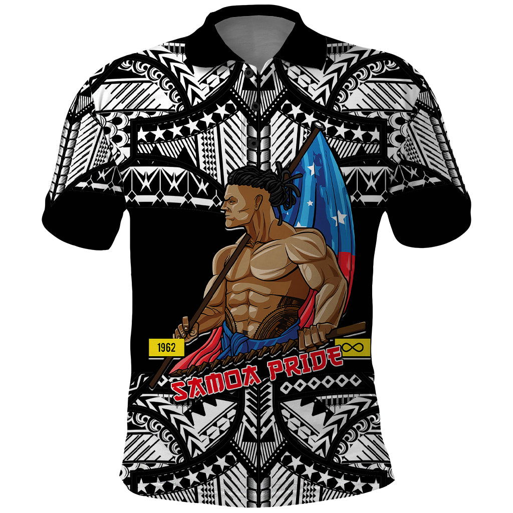 Custom Samoa Pride Polo Shirt Tribal Patterns Black LT6 Black - Polynesian Pride