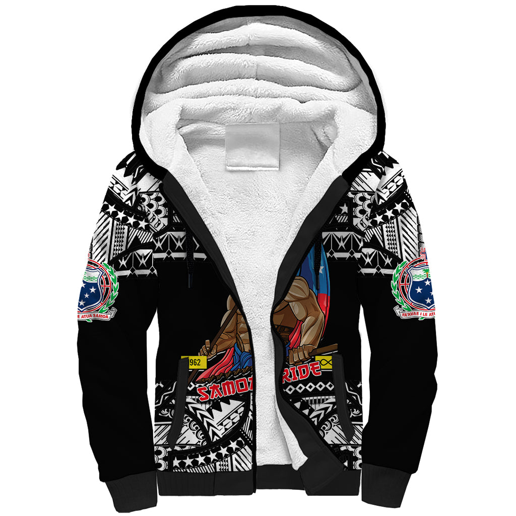 (Custom Personalised) Samoa Pride Sherpa Hoodie Tribal Patterns Black LT6 Unisex Black - Polynesian Pride