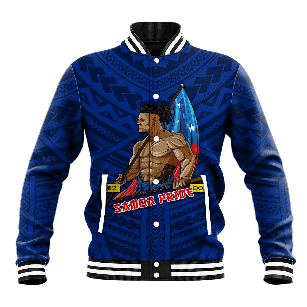 (Custom Personalised) Samoa Pride Baseball Jacket Simple Blue Style LT6 Unisex Blue - Polynesian Pride