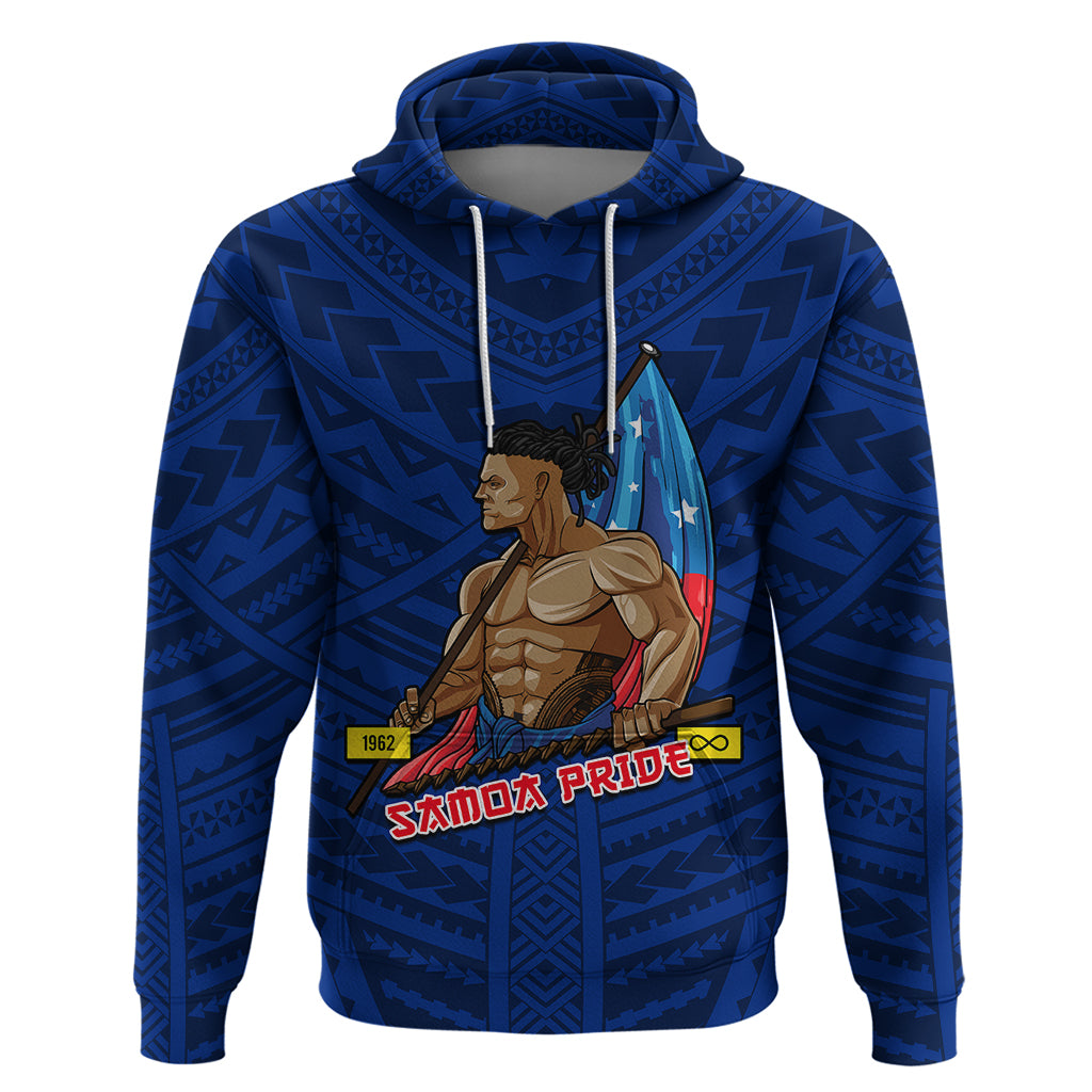 Custom Samoa Pride Hoodie Simple Blue Style LT6 Pullover Hoodie Blue - Polynesian Pride