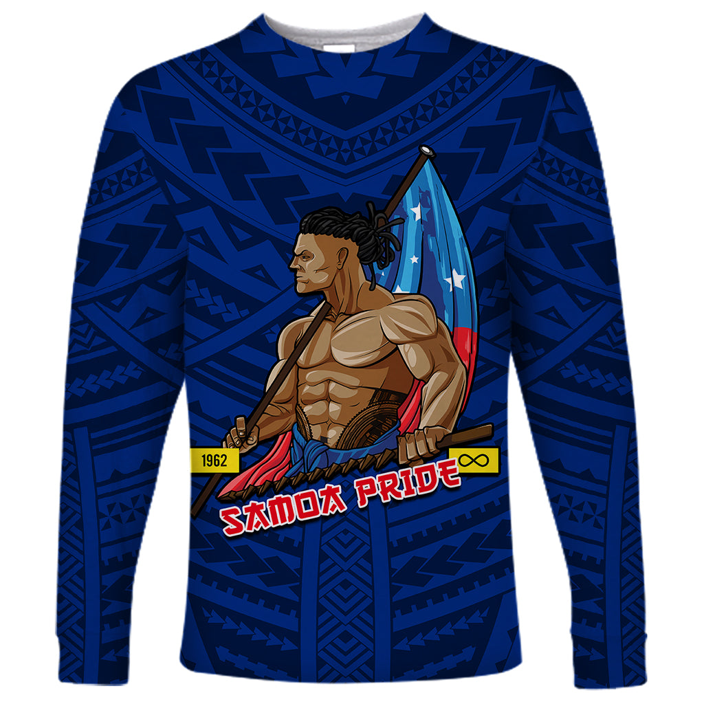 (Custom Personalised) Samoa Pride Long Sleeve Shirt Simple Blue Style LT6 Unisex Blue - Polynesian Pride