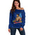 (Custom Personalised) Samoa Pride Off Shoulder Sweater Simple Blue Style LT6 Women Blue - Polynesian Pride