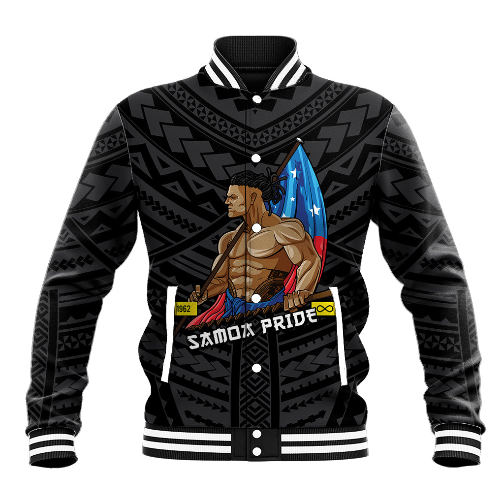 (Custom Personalised) Samoa Pride Baseball Jacket Simple Black Style LT6 Unisex Black - Polynesian Pride