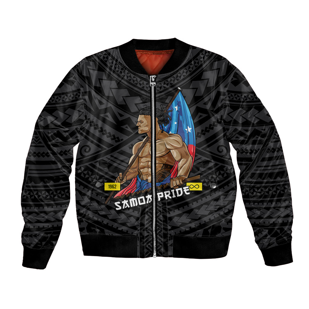 (Custom Personalised) Samoa Pride Bomber Jacket Simple Black Style LT6 Unisex Black - Polynesian Pride