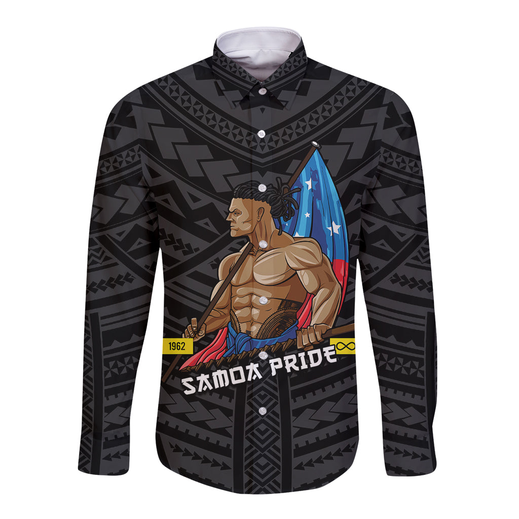 (Custom Personalised) Samoa Pride Long Sleeve Button Shirt Simple Black Style LT6 Unisex Black - Polynesian Pride