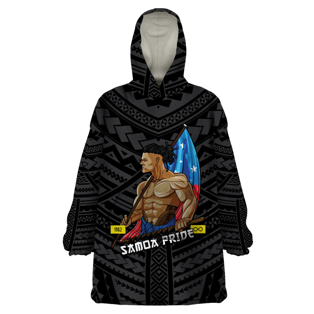 (Custom Personalised) Samoa Pride Wearable Blanket Hoodie Simple Black Style LT6 One Size Black - Polynesian Pride