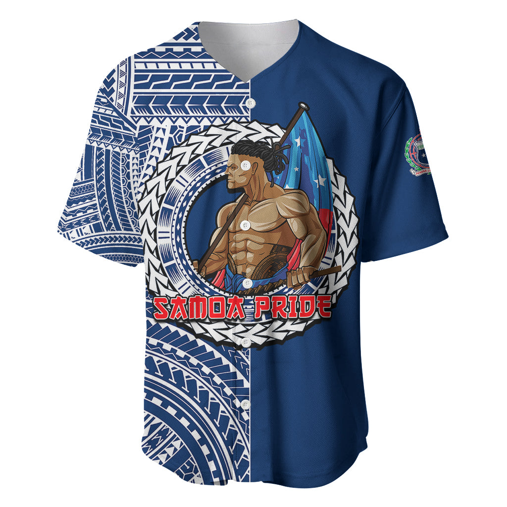 (Custom Personalised) Samoa Pride Baseball Jersey Polynesian Patterns Blue LT6 Blue - Polynesian Pride