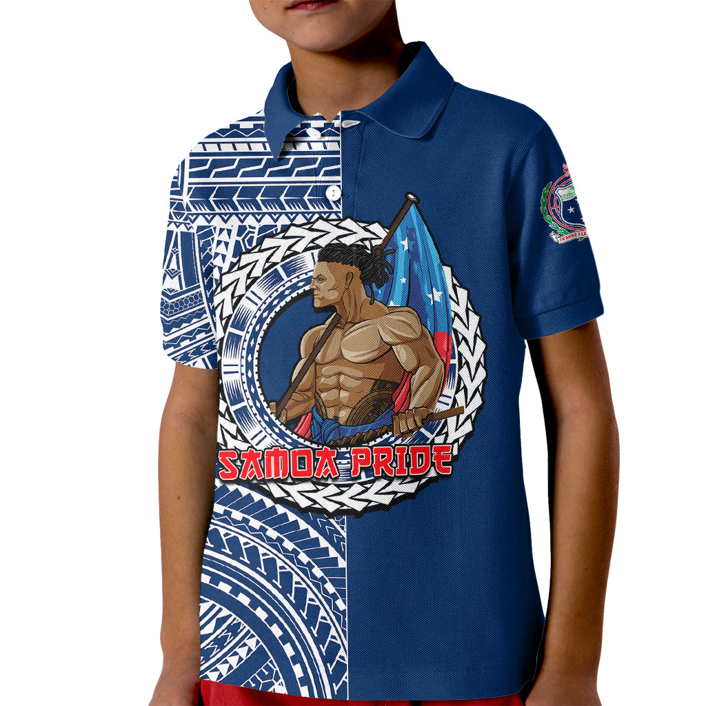 (Custom Personalised) Samoa Pride Kid Polo Shirt Polynesian Patterns Blue LT6 Kid Blue - Polynesian Pride