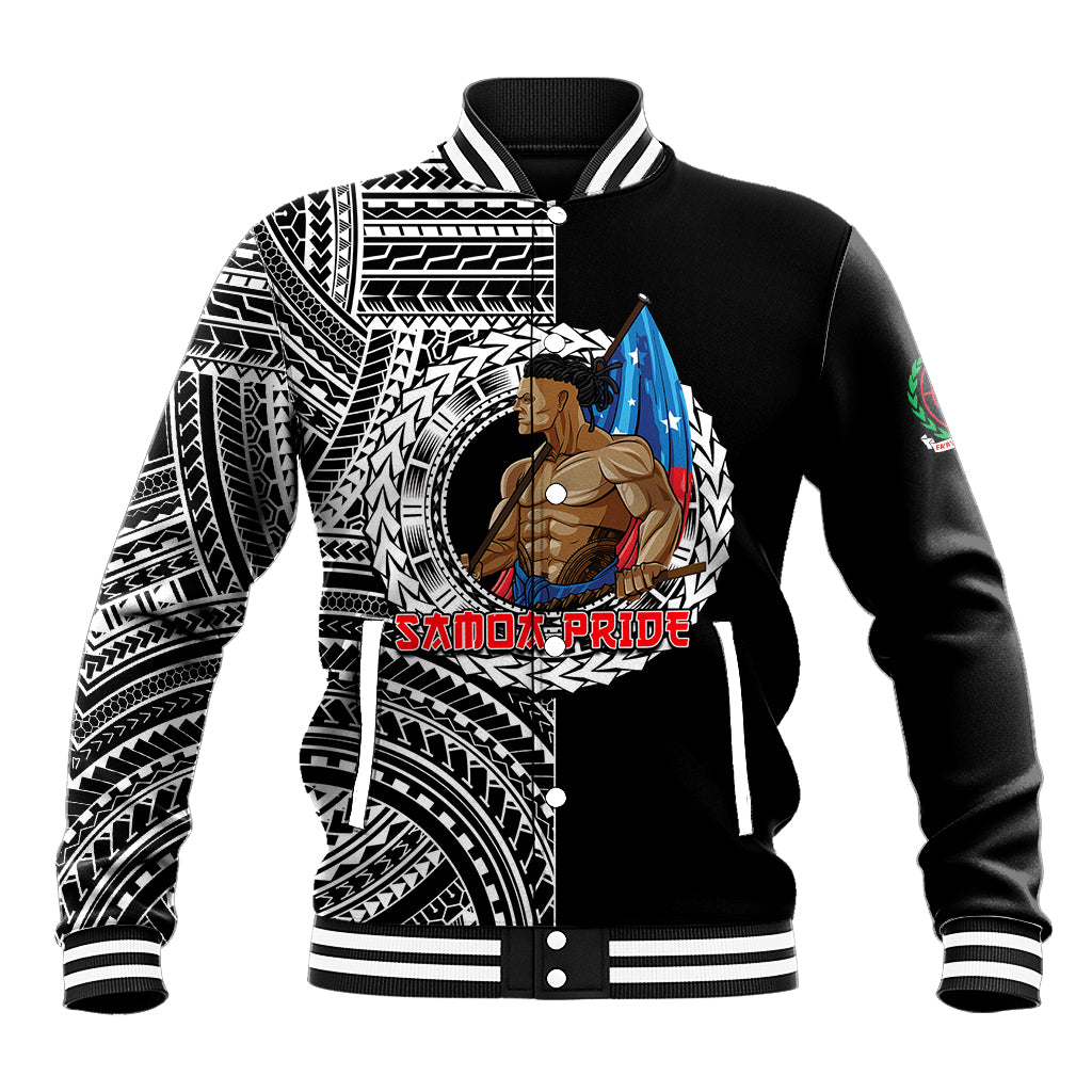 (Custom Personalised) Samoa Pride Baseball Jacket Polynesian Patterns Black LT6 Unisex Black - Polynesian Pride