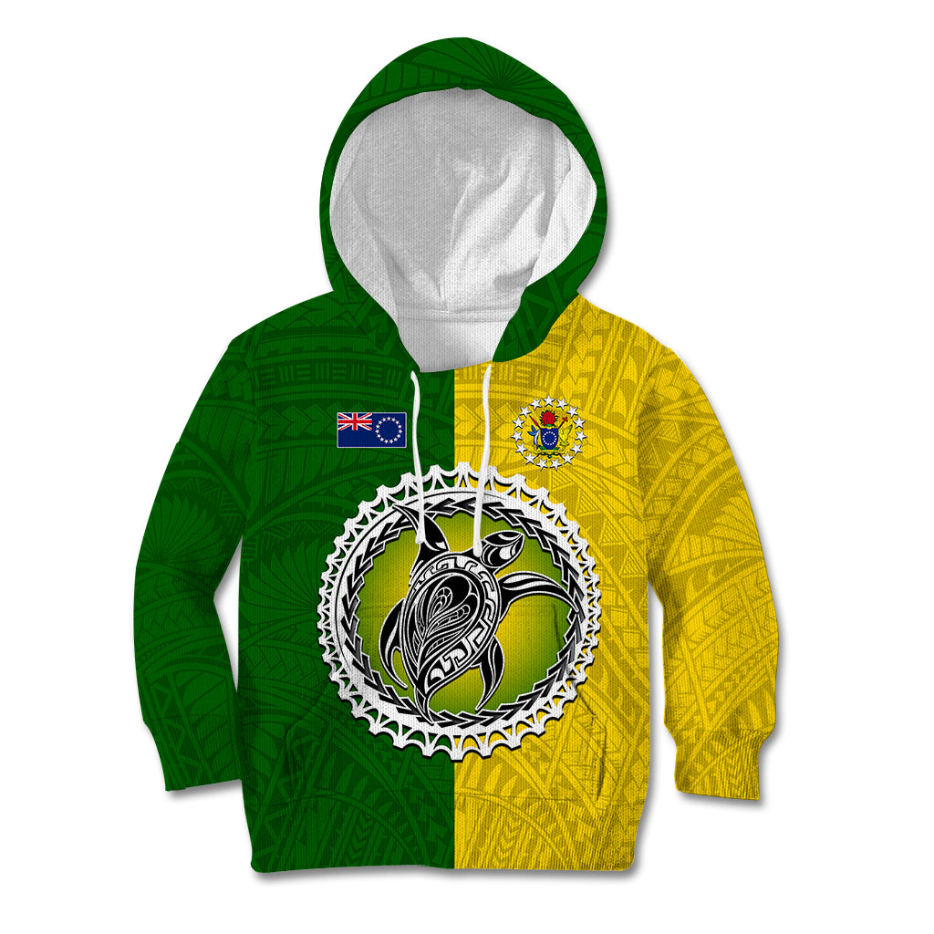 Cook Islands Kid Hoodie Yellow-Green Half Style LT6 Green - Polynesian Pride