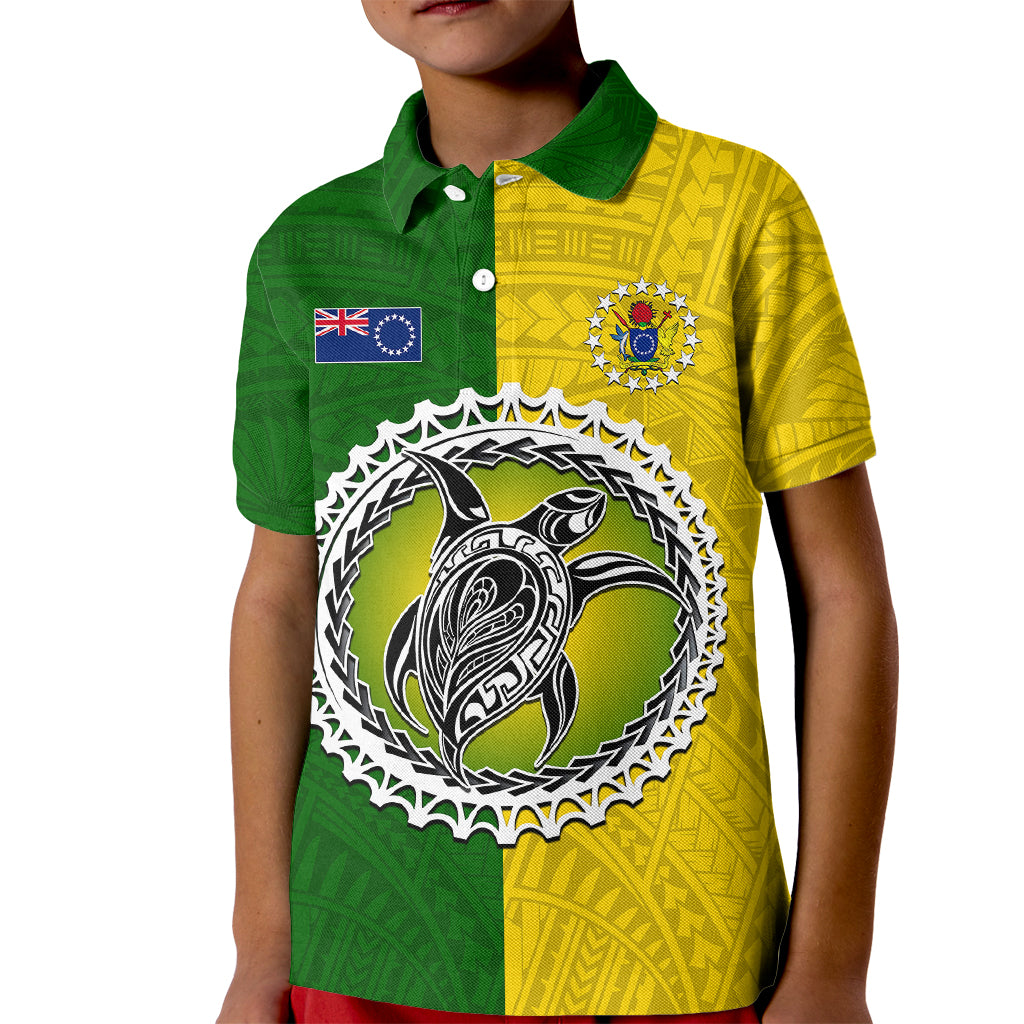 Cook Islands Kid Polo Shirt Yellow-Green Half Style LT6 Kid Green - Polynesian Pride