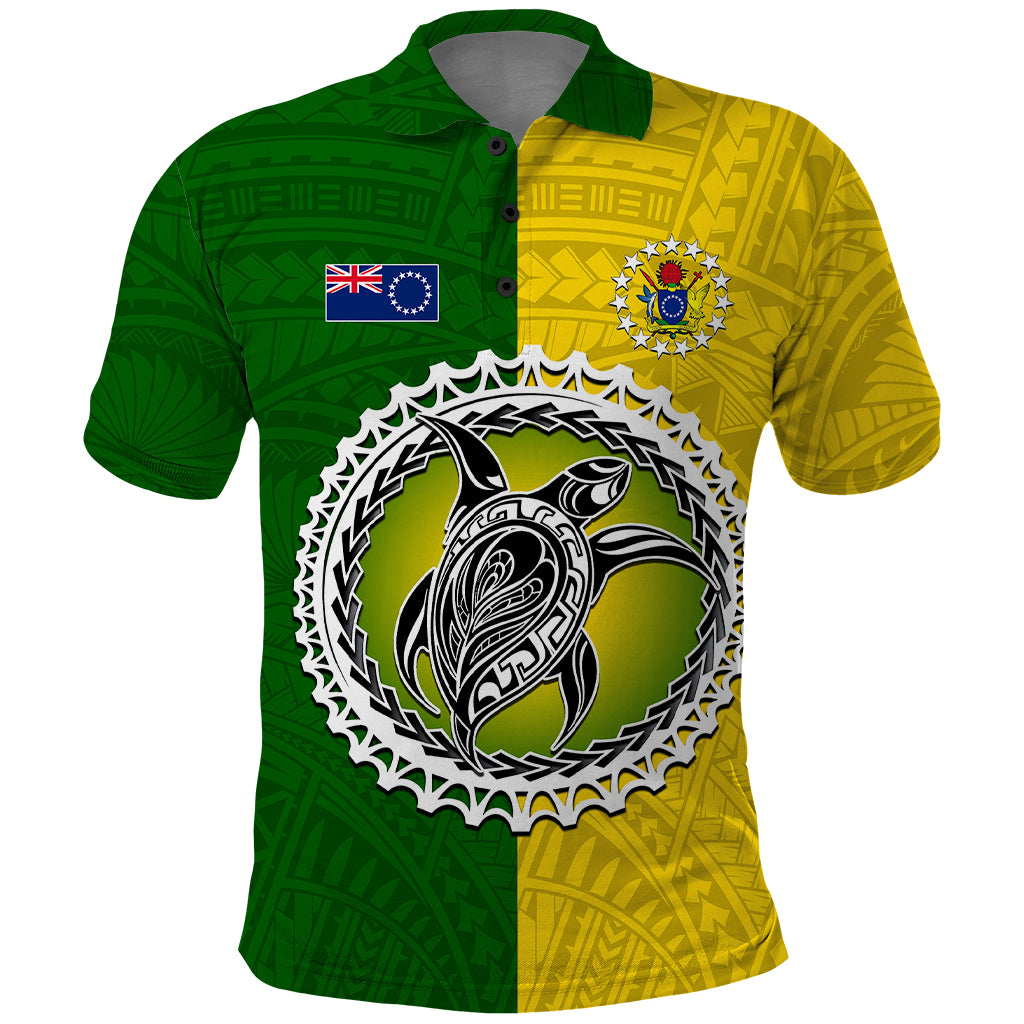 Cook Islands Polo Shirt Yellow Green Half Style LT6 Green - Polynesian Pride