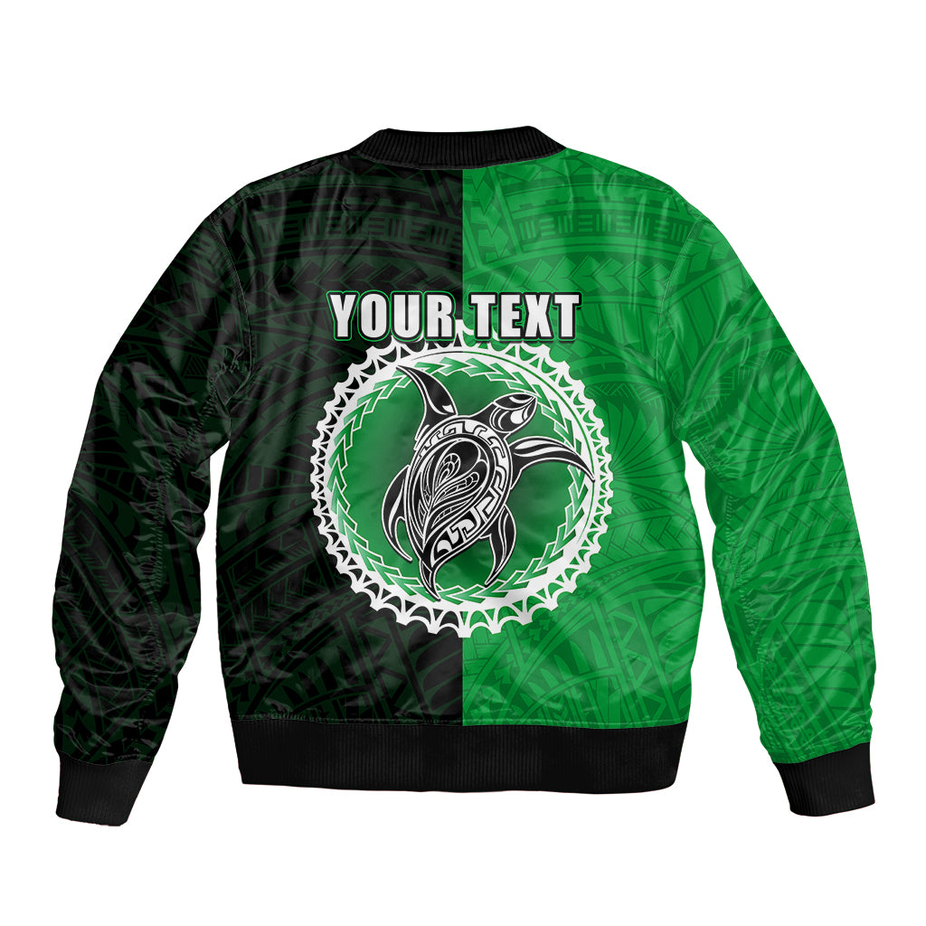 Custom Rarotonga Of Cook Islands Bomber Jacket Mix Half Black LT6 - Polynesian Pride